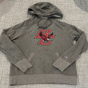 Boston College Women’s Champion Gray Hoodie with Maroon and White Logo